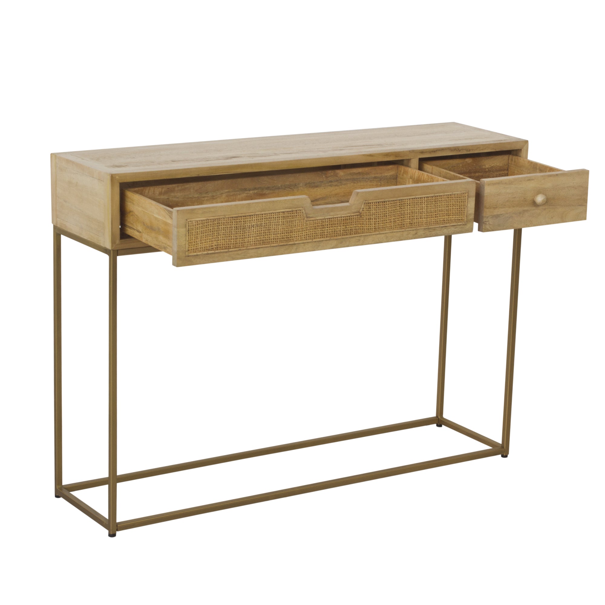 Rattan Two Drawer Console Table